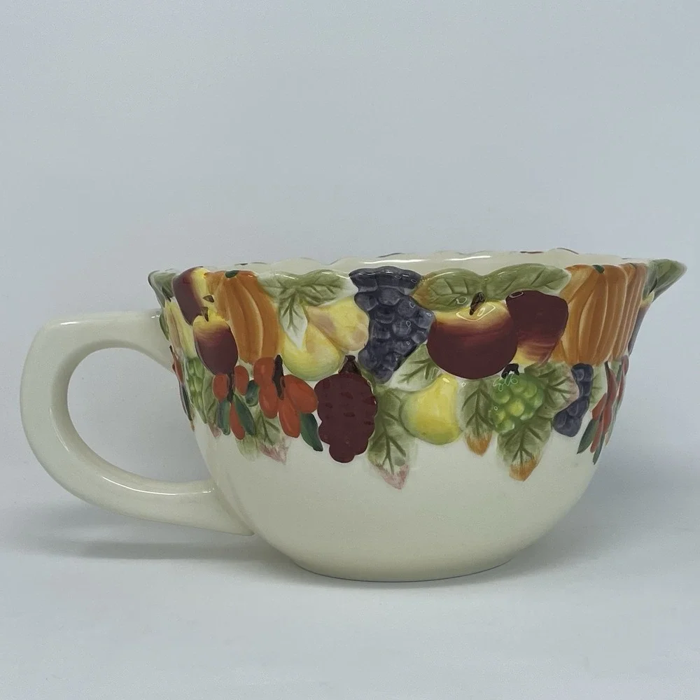 Harry David‎ Embossed Pitcher Serving Bowl 2007 Painted Fall Fruit Thanksgiving